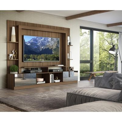 Rack com Painel Tv 65 Portas com Espelho Oslo Madeirado