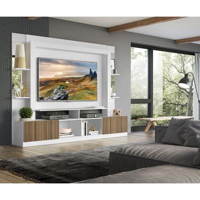 Rack com Painel Tv 65 Prateleiras com Espelho Oslo Branco