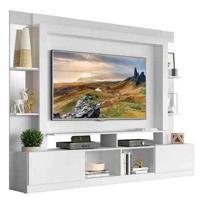 Rack com Painel Suporte Tv 65´´ com Espelho Branco