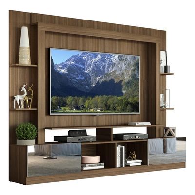 Rack com Painel Tv 65 Portas com Espelho Oslo Madeirado