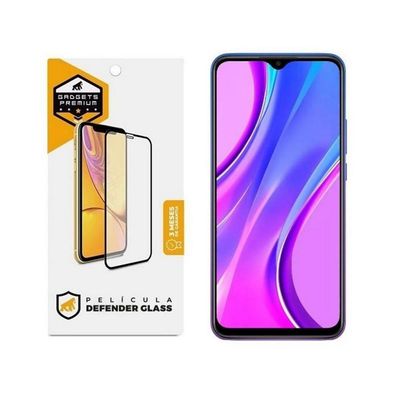 Película Defender Glass + Camera + Fibra de Carbono + Capa Dual Shock X Para Redmi 9 - Gshield