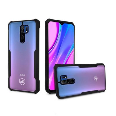 Película Defender Glass + Camera + Fibra de Carbono + Capa Dual Shock X Para Redmi 9 - Gshield