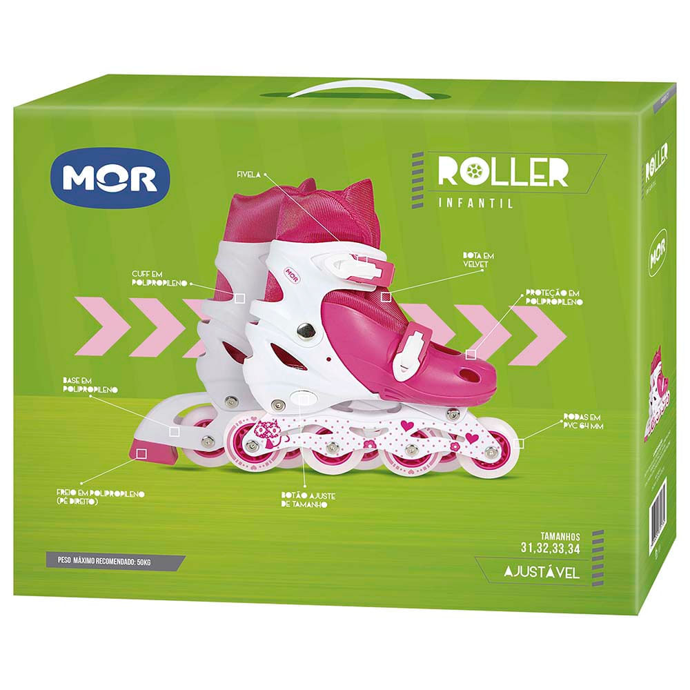 Roller Infantil Rosa - Tamanho P 30-33