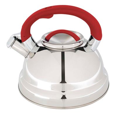 Chaleira Aço Inox 3 Litros Fundo Triplo Diletta Vermelha