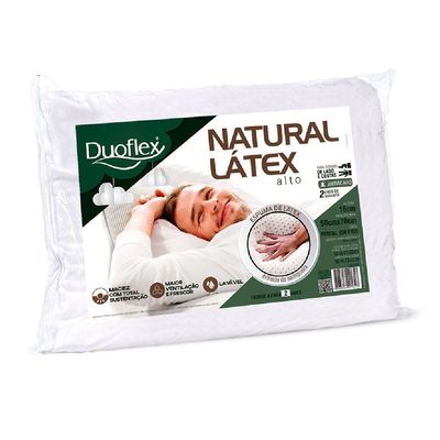 Travesseiro Natural Latex Alto 50cm x 70cm Duoflex Branco