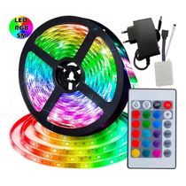 Fita Led 5 Mts Ultra Rgb 5050 Prova Dagua com Controle e Fonte 12v