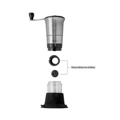 Moedor para Cafe Tramontina Realce em Aço Inox com Copo de Acrilico e Moinho em Ceramica