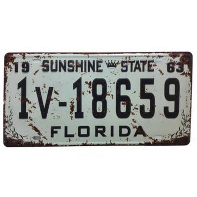 Placa Decorativa de Carro Antiga Vintage Florida Lorben