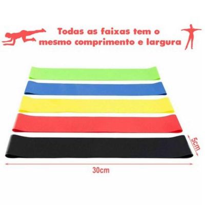 Kit Mini Band 5 Faixas Elásticas Exercício Funcional Lorben
