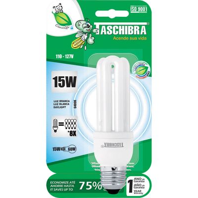 Lâmpada Eletrônica 15W Taschibra 3U Compacta Branca 127V