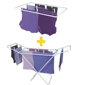 Kit Varal de Teto + Varal de Chão com Abas Menor preço em Kit Varal de Teto + Varal de Chão com Abas