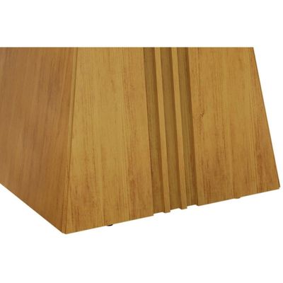 Mesa de Sala Jantar Itália c/Tampo Madeirado Vidro Curvo 136x136cm Cedro/Off White - DJ Móveis