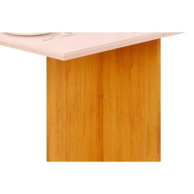 Mesa de Sala Jantar Hera c/Tampo Madeirado Vidro Reto 120x90cm Cedro/Off White - DJ Móveis