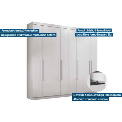 Guarda Roupa Casal 8 Portas e 4 Gavetas Master New 8.4 Jatoba/Grafitte - Santos Andirá