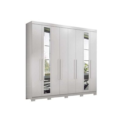 Guarda Roupa Casal 8 Portas e 4 Gavetas c/Espelho e Pés Master New 8.4 Jatoba - Santos Andirá
