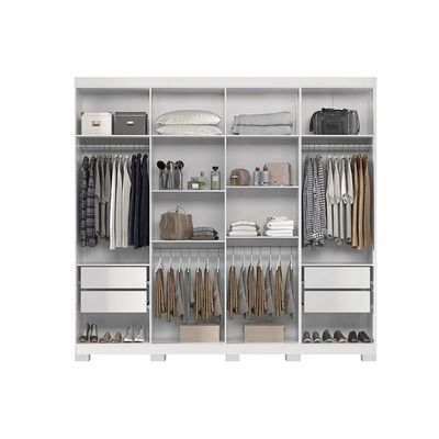 Guarda Roupa Casal 8 Portas e 4 Gavetas c/Espelho e Pés Master New 8.4 Jatoba - Santos Andirá