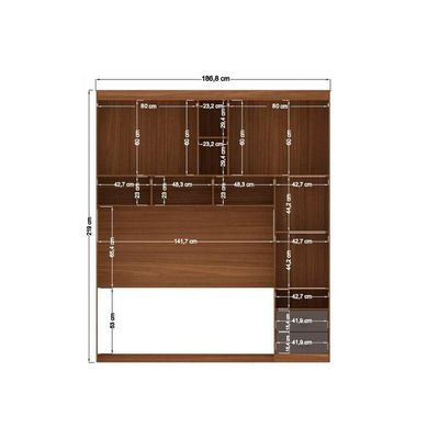 Guarda Roupa Casal 7 Portas e 4 Gavetas c/ Espelho Lugano jatoba/Areia - Santos Andirá