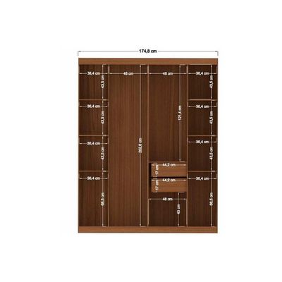 Guarda Roupa Casal 7 Portas e 4 Gavetas c/ Espelho Lugano jatoba/Areia - Santos Andirá