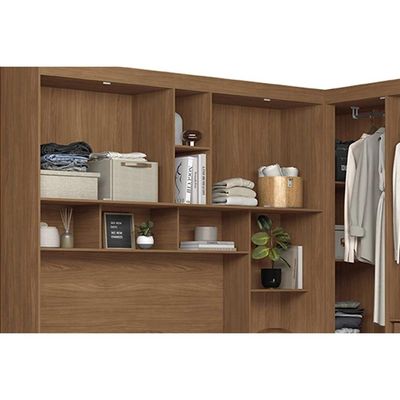 Guarda Roupa Casal 7 Portas e 4 Gavetas c/ Espelho Lugano jatoba/Areia - Santos Andirá