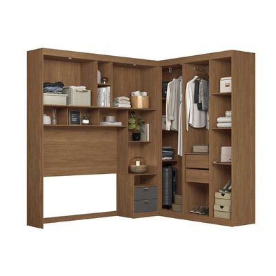 Guarda Roupa Casal 7 Portas e 4 Gavetas c/ Espelho Lugano jatoba/Areia - Santos Andirá