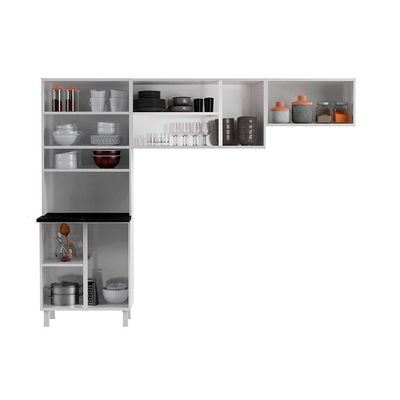 Kit de Cozinha Compacta Mirage Aço 3 Peças (2 Aéreos + 1 Paneleiro) CZC40 Branco/Preto - Telasul