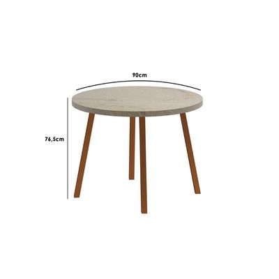 Mesa de Sala Jantar Stellar 1599 Aço c/Tampo Madeirado Redondo 100cm Petra/Rose - Carraro