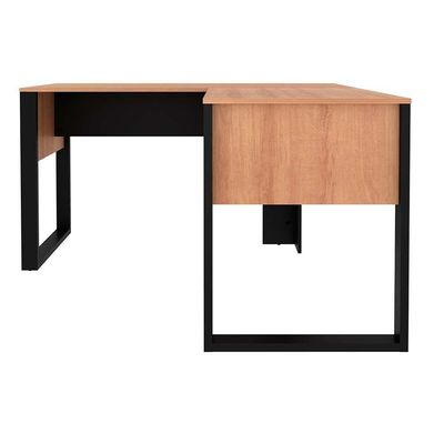 Mesa Multiuso Escritório Canto ME4181 Amêndoa/Preto - Tecno Mobili
