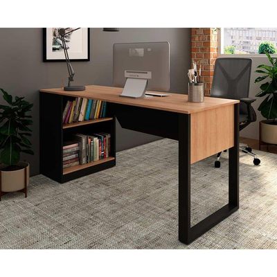 Mesa de Escritório ME4182 160cm Amêndoa/Preto - Tecno Mobili