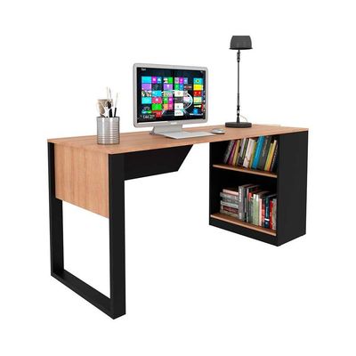 Mesa de Escritório ME4182 160cm Amêndoa/Preto - Tecno Mobili