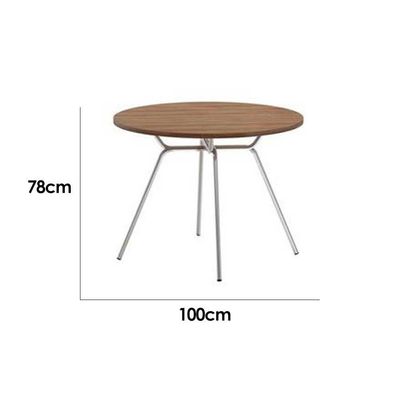 Mesa de Sala Jantar 1588 Aço c/Tampo Madeirado 100cm Freijo c/ Rose - Carraro