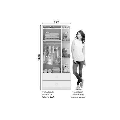 Quarto Infantil Completo Labirinto 3 Peças (1 Guarda Roupa + 1 Berço + 1 Cômoda) QI58 Branco - Henn