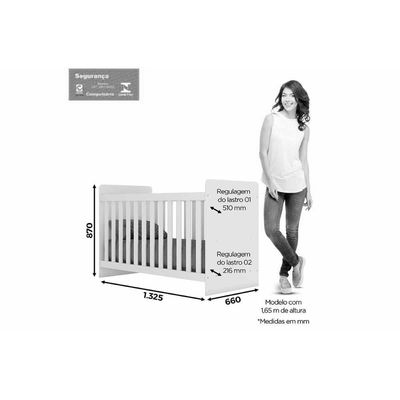 Quarto Infantil Completo Labirinto 3 Peças (1 Guarda Roupa + 1 Berço + 1 Cômoda) QI58 Branco - Henn