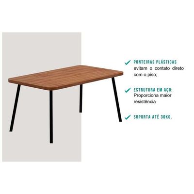 Mesa de Sala Jantar Stellar 1597 Aço c/Tampo Madeirado 160x90cm Petra/Rose - Carraro