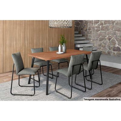 Mesa de Sala Jantar Stellar 1597 Aço c/Tampo Madeirado 160x90cm Petra/Rose - Carraro