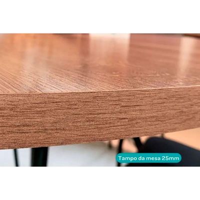 Mesa de Sala Jantar 1547 Aço c/Tampo Madeirado 160x90cm Freijo c/ Rose - Carraro