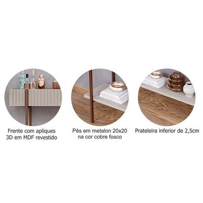 Aparador de Sala Jantar Aparador Cimol Lira 1 Prateleira Cinamomo/Off White - Cimol