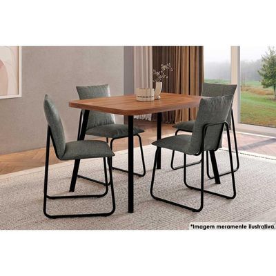 Mesa de Sala Jantar Stellar 1598 Aço c/Tampo Madeirado 120x80cm Nogal/Preto - Carraro