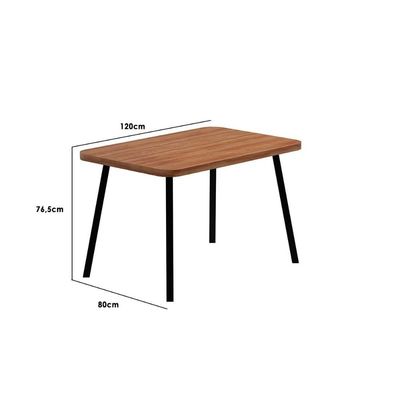 Mesa de Sala Jantar Stellar 1598 Aço c/Tampo Madeirado 120x80cm Nogal/Preto - Carraro