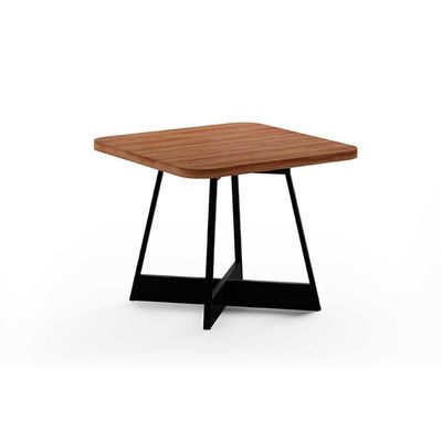 Mesa de Sala Jantar Átria 1593 Quadrada Aço c/Tampo Madeirado 90x90cm Nogal/preto/preto - Carraro