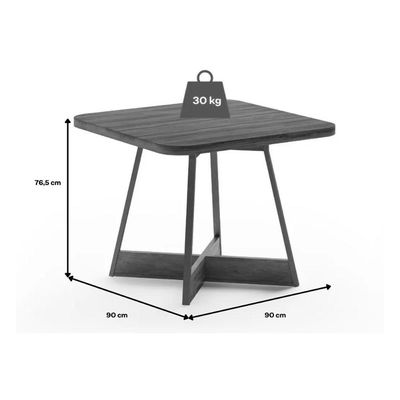 Mesa de Sala Jantar Átria 1593 Quadrada Aço c/Tampo Madeirado 90x90cm Nogal/preto/preto - Carraro