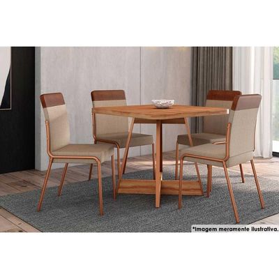 Mesa de Sala Jantar Átria 1593 Quadrada Aço c/Tampo Madeirado 90x90cm Nogal/preto/preto - Carraro