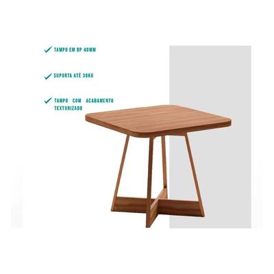 Mesa de Sala Jantar Átria 1593 Quadrada Aço c/Tampo Madeirado 90x90cm Nogal/preto/preto - Carraro