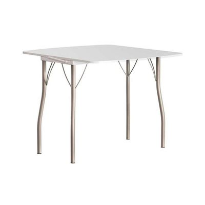 Mesa de Sala Jantar Dobrável - 216 Prata/Courino Branco - Carraro