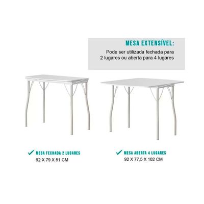 Mesa de Sala Jantar Dobrável - 216 Prata/Courino Branco - Carraro