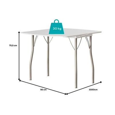 Mesa de Sala Jantar Dobrável - 216 Prata/Courino Branco - Carraro