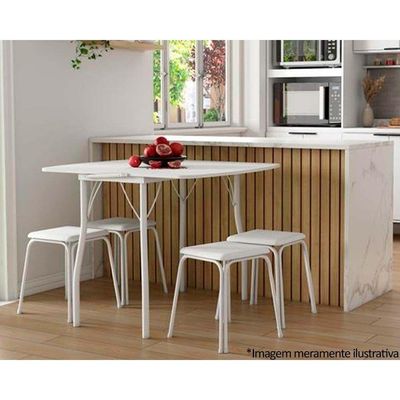 Mesa de Sala Jantar Dobrável - 216 Prata/Courino Branco - Carraro