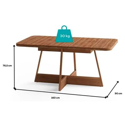 Mesa de Sala Jantar Átria Retangular 1592 Aço c/Tampo Madeirado 160x90cm Nogal/Freijo Rose - Carraro