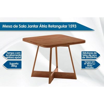 Mesa de Sala Jantar Átria 1593 Quadrada Aço c/Tampo Madeirado 90x90cm Nogal/Freijo Rose - Carraro