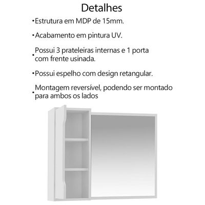 Conjunto 3 Peças Para Banheiro Bn3600x44x45 Branco Tecno Mobili Branco