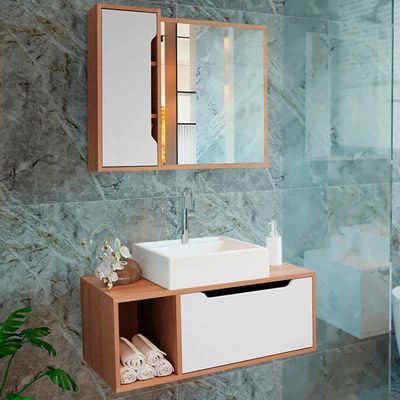 Conjunto 3 Peças Para Banheiro Bn3600x44x45 Amendoa Branco Tecno Mobili Amendoa Branco